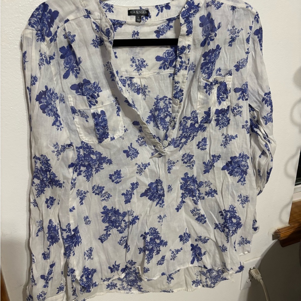 Banana Republic Blue Floral Blouse